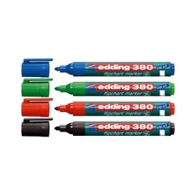 Edding 383 black chisel tip flipchart marker pen with 1 to 5mm line width, EACH