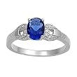 Sterling Silver Ring - Clear CZ and Blue Sapphire - Oval - Prong Set - 8 mm x 2 mm, Sizes 4-9 Sterling Silver Ring - Clear CZ and Blue Sapphire - Oval - Prong Set - 8 mm x 2 mm, Sizes 4-9