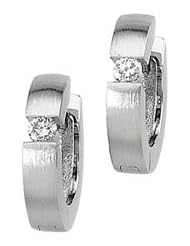 Ann Harrington Jewelry 14k White Gold 1/5 Ct Tw Diamond 3 X 15 mm Hinged Earrings