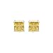 Jewelry : Sterling Silver 8mm Square Yellow CZ Clip On Earrings