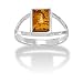 Amber and Polished Sterling Silver Ring