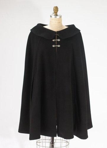 Black Wool Short Cape for Women (Sm - Med)