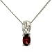 Oval Garnet and Round Diamond Pendant on Chain .03cttw