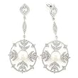 Brass Rhodium Earrings with White Pearl