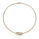 18k Yellow Gold Plated Sterling Silver Genuine Sapphire and Diamond Accent Omega Chain Necklace, 17