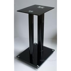 Paar Lautsprecher St�nder Lautsprecher Halter Schwarz Glas-Metall Design