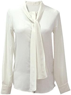 Gurteen Women's 100% Mulberry Silk Blouses (L-US m, White)