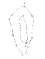 Saint Christine Freshwater Cultured White Pearl Set Long And Short Necklace With Flower, Long Necklace Length: (92Cm), 36.22", Short Necklace Length: (50Cm), 16.69"