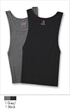  : Mens Hanes 2 Pack Tank A-Shirt Black/Grey - 392AT