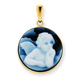 14k 16x16mm Circular Raphael Angel Agate Cameo Pendant