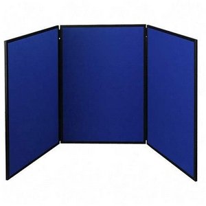 Apollo SB93513Q Apollo ShowIt Three-Panel Display System, Fabric, Blue/Gray, Black PVC Frame