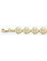 Gold Fashion Brclts Bracelet Heart W White D C Double Flower Bracelet