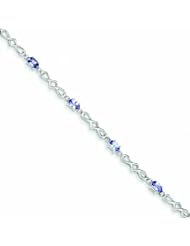 Genuine .925 Sterling Silver Tanzanite And Diamond Bracelet 4.3 Grams . 100% Satisfaction Guaranteed.