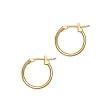 14KT Yellow Gold 1.5mm 9/16 Inch Hoop Earrings