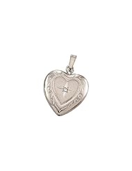 13.50x12.75 mm Heart Shaped Locket with Diamond in 14K White Gold