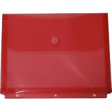Filexec Poly Envelope, Letter, Side-load, Velcro Closure, 3-Hole Punched, Red (Pack of 12) (50085-17222)