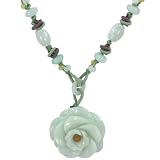 Natural Grade A Jadeite Jade Hand-knotted Rose Bead Adjustable Necklace