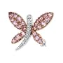 14k Wht Gold Rose Rhodium Pink Sapphire Diamond Brooch .06ct - JewelryWeb