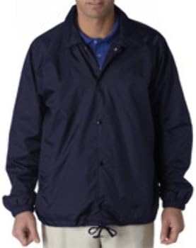 UltraClub® Adult Nylon Coaches Jacket - Navy - 2XL