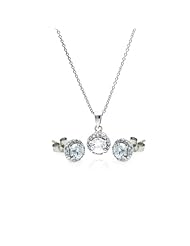 Nickel Free Sterling Silver Pendant & Earring Sets Round Matching CZ Set