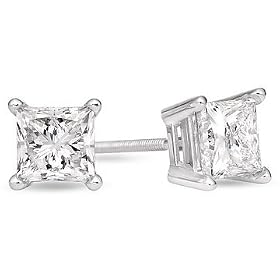 14k White Gold 1-1/2 Carat Diamond Solitaire Earrings H-I, I1