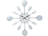 WHITE CUTLERY KITCHEN WALL CLOCK IDEAL FOR GIFT