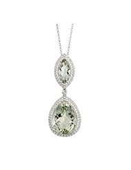 14K White Gold 10.27ct Purifying Emotion Pave Set Diamond & Round Topaz Necklace
