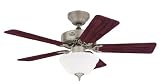 HUNTER HR 21405 42 Ceiling Fan Brushed Nickel W/ Light & 5 Maple/Cherry Blades