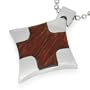 Polished Stainless Steel Pendant with Wood Cross