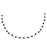Sterling Silver Garnet Rosary Bead Necklace, 18