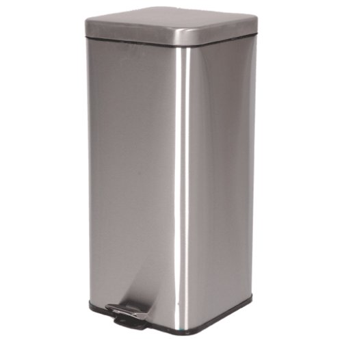 Tret-Abfalleimer, eckig, silber, 30l