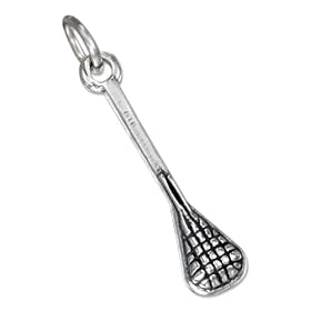 STERLING SILVER 3D ANTIQUED LACROSSE STICK CHARM