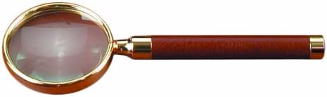 Magnifying Glass with Leather Handle and Brass Accents, Tan, 2-Pack