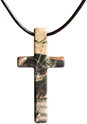 Hunters Camo Cross - Fathers Grandfather Mens Womens Steel & Leather Gift Cross (Realtree AP)
