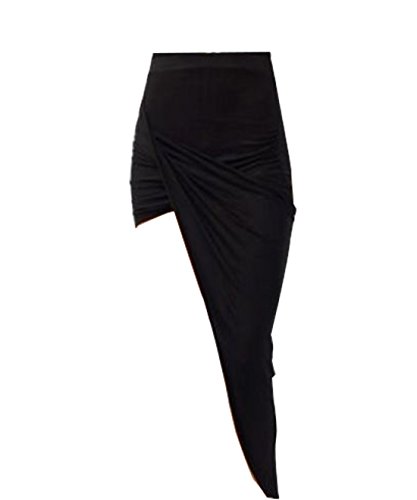 Sexy Womens Ruched Twist Draped Asymmetric Stretch High Low Mini Maxi Skirt