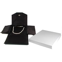 Black Leather Satin Necklace Jewelry Travel Folder Display Case