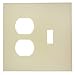 Leviton PJ18C-C0I Cheetah 2-Gang Midsize Toggle/Duplex Combination Wallplate, Ivory