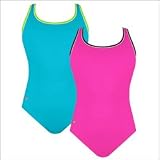 Girls Speedo Solid Piped Racerback Swimsuit