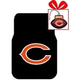 Set of 2 NFL Licensed Universal-Fit Molded Front Rubber Floor Mats and for limited time a bonus football shape air freshener - Chicago Bears