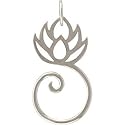 Lotus Flower Charm Holder or Pendant in Sterling Silver, #8437