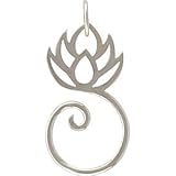 Lotus Flower Charm Holder or Pendant in Sterling Silver, #8437