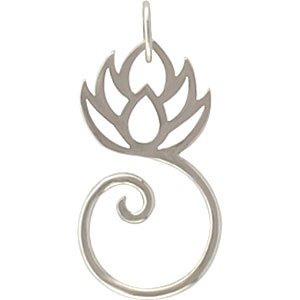 Lotus Flower Charm Holder or Pendant in Sterling Silver, #8437