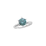 1.08 ct. Teal Blue - I1 Round Brilliant Cut Diamond Solitaire Engagement Ring (White or Yellow Gold)