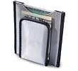 Stewart Stand Magnetic Stainless Steel Money Clip Wallet with Black Leather Trim