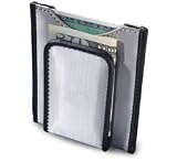 Stewart Stand Magnetic Stainless Steel Money Clip Wallet with Black Leather Trim