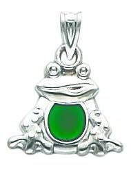 14K White Gold Enameled Polished Frog Pendant Charm