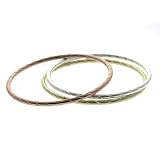 3 Sterling Silver, 24k Gold vermeil, Rose Gold Bangle Set