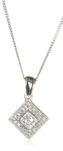 9ct White Gold AMP334169 Ladies 0.05ct Diamond Pendant & 18″ Chain