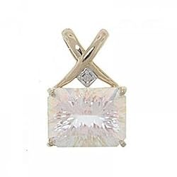 Sea Mist Mystic Topaz Diamond Slide Pendant in Solid Yellow Gold