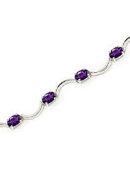 10kt Yellow Gold Oval Amethyst Bracelet.